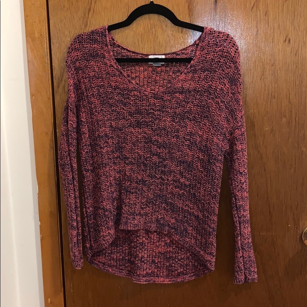 Oversized pink and navy sweater